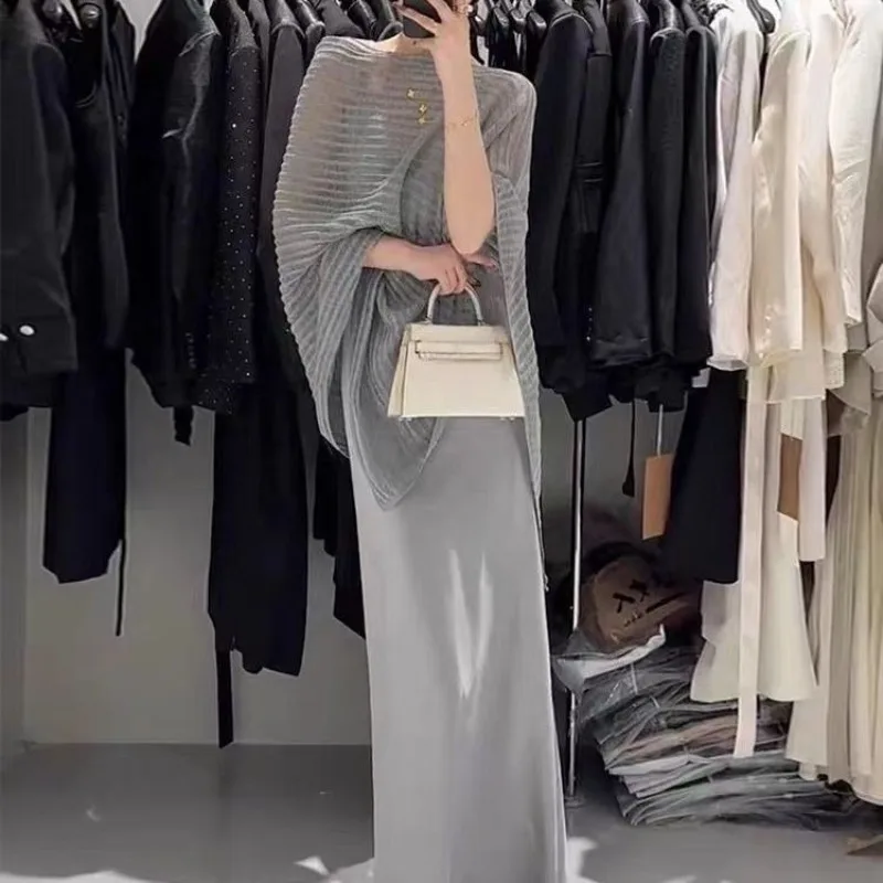 

Summer New Pullovers Gentle Lazy Wind Hollow Knitted Sweater French Temperament Premium Loose Casual Micro Perspective Cloak Top