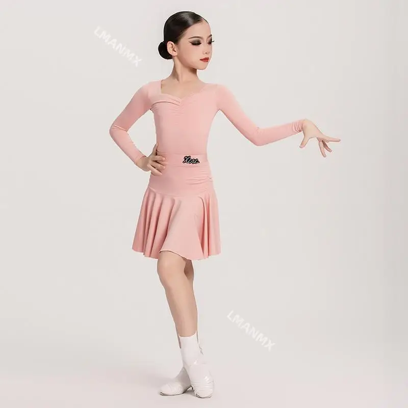 

Тренировочная форма для латинских танцев для девочек, весна 2023, новый комплект с длинными рукавами для детских танцевальных выступлений и тренировок