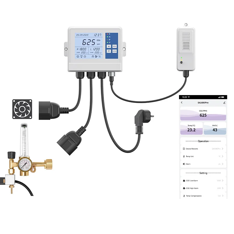 APP WIFI CO2 Controller, Wifi Smart Carbon Dioxide Monitor CO2 Regulators and Exhaust Fan for Mushroom, Grow Rooms, Greenhouse