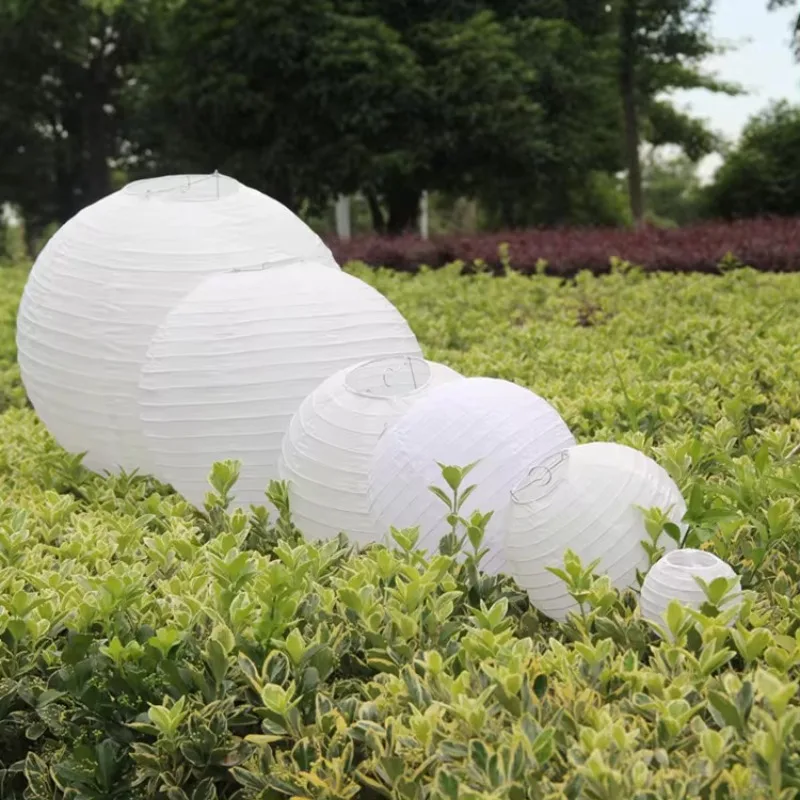 10/15/20/25/30/35/40cm White Paper Lanterns Chinese Paper Ball Lampion For Wedding Party Holiday Decoration Hanging Paper Ball