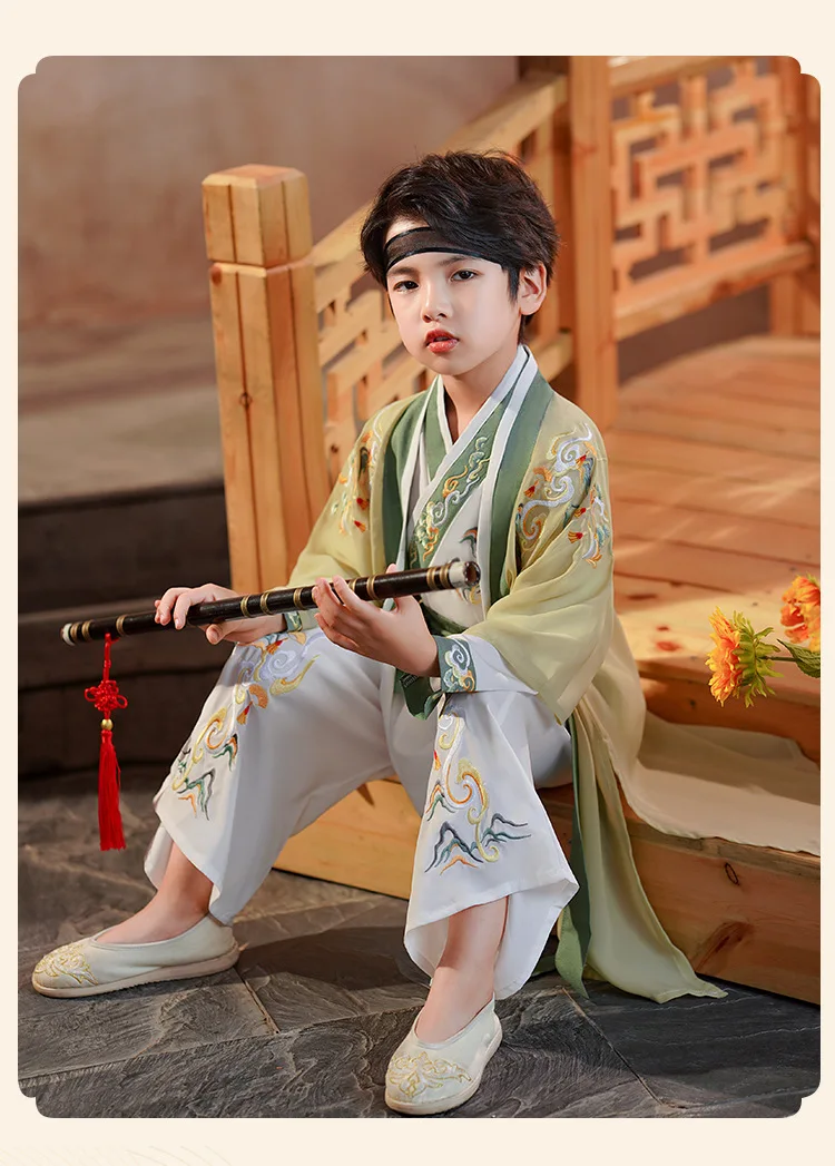 Kids New Year Clothes Ancient Bookboy Student Dress Boy Party Perform Photography Robe Traditional Costume Chinese School Clothe