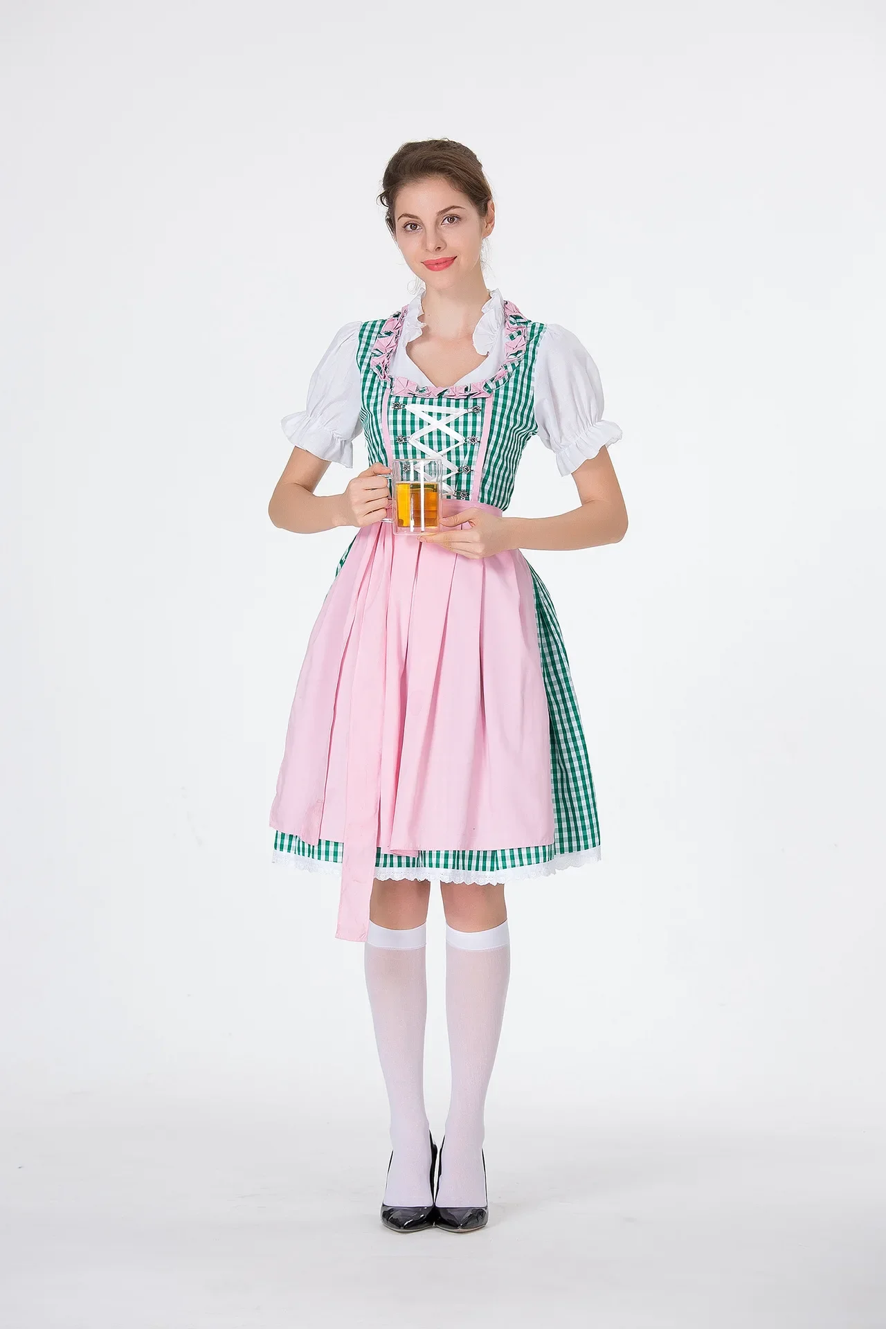 Women German Traditional Oktoberfest Costume Lady Classic Bavarian Dirndl Dress Suit for Halloween Carnival