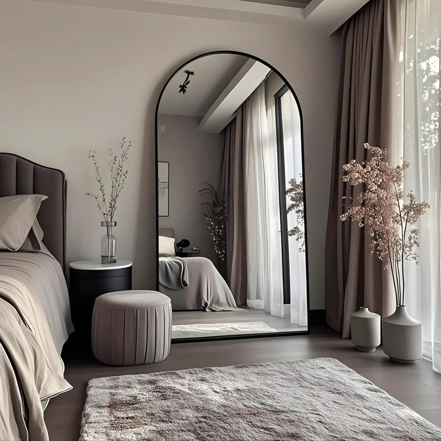 DSA full-body mirror arched clothing store floor-standing slimming and height dressing for home use rental room fitting mirror