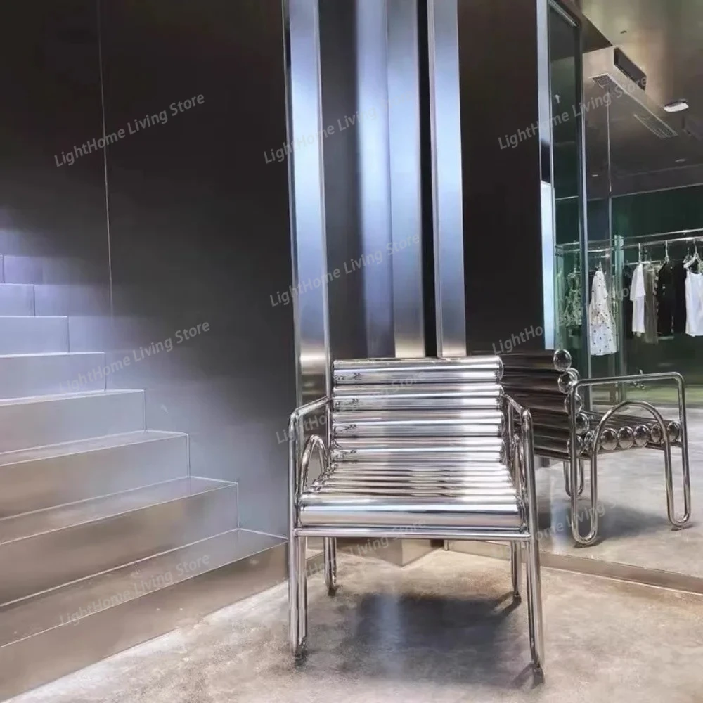 

Stainless Steel Stool Living Room Creative Design Luxury Modern Ottoman Strong Load-bearing Capacity Furniture for Home