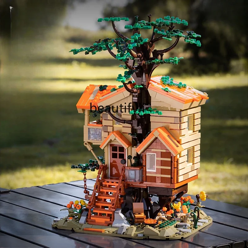 

Tree house small angle street view high difficulty assembly building block toy tabletop ornament gift