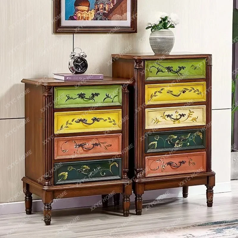 X vintage solid wood dining side bedroom simple storage cabinet living room against the wall  fashion