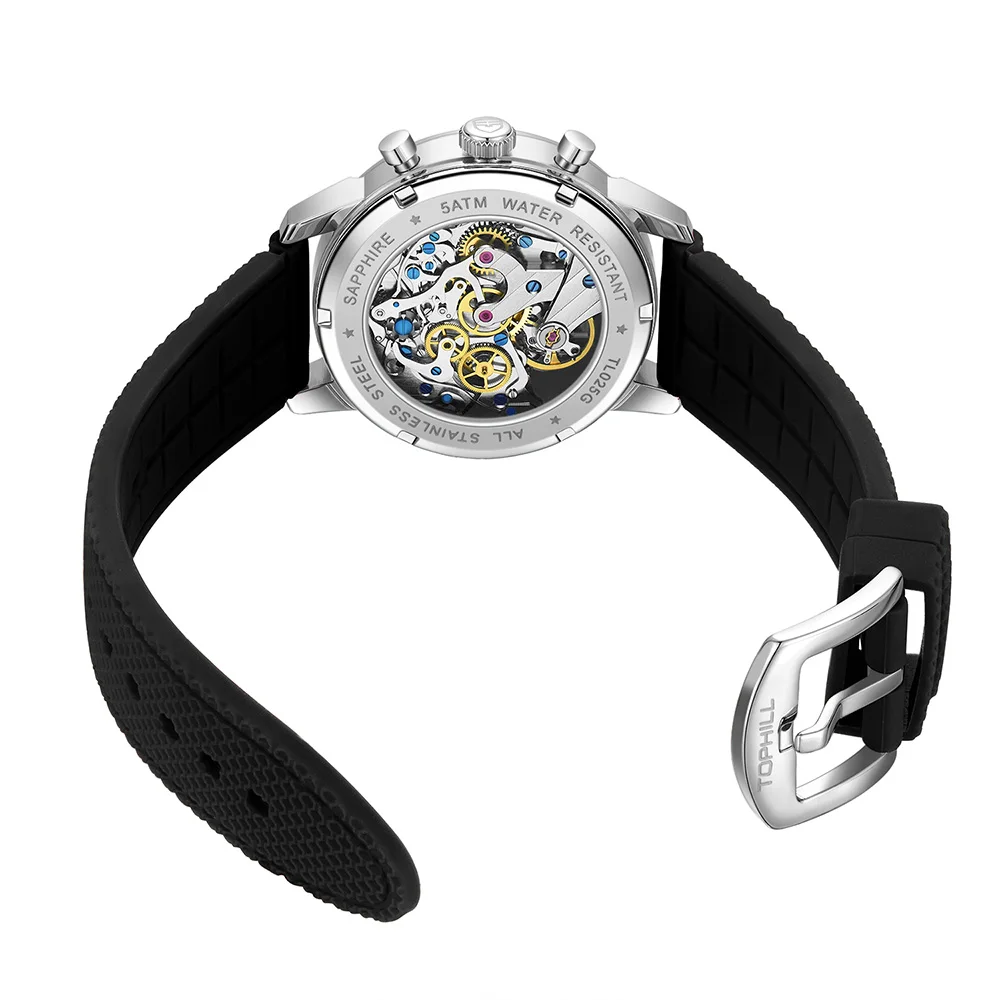 Tophill panda piloto cronógrafo 40mm 1963 original st1901 movimento relógio mecânico masculino enrolamento manual safira relógio luminoso