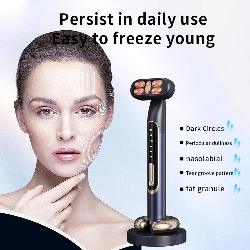 New 9 Colors Red Light Facial Wand EMS Microcurrent Face Lifting Device Eye Neck Massager Skin Tightening  Skin Care Beauty Tool