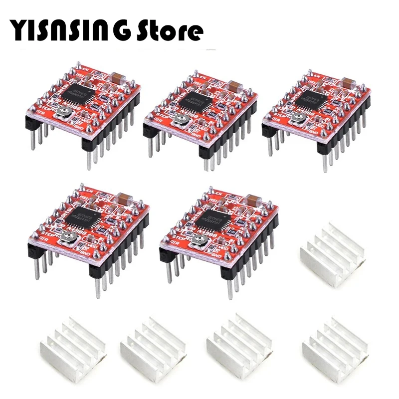 5pcs 3D Printer Parts A4988 DRV8825 Stepper Motor Driver With Heat sink For SKR V1.3 1.4 GTR V1.0 RAMPS 1.4 1.6 MKS GEN board