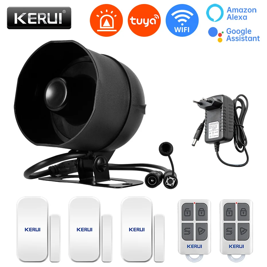 KERUI Wireless Security Tuya WIFI Alarm System Siren Alert Home Burglar WIFI Loudspeaker Tuya APP Remotely Control