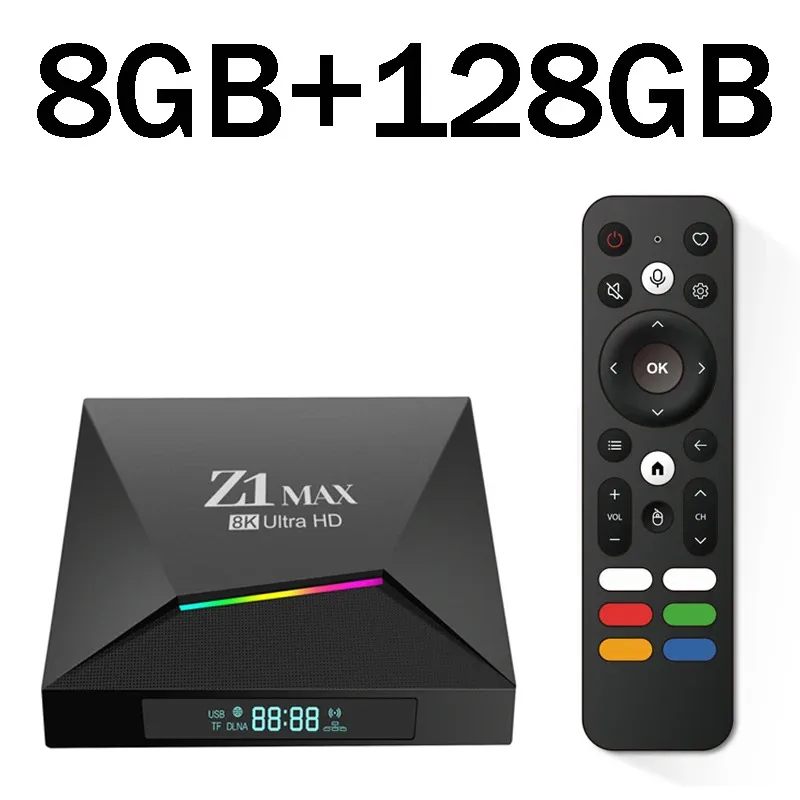 Android box 4g Android 15 iptv Z1 Max TV Box 4K 8K HD Allwinner H618 BT 5.0 4G 5G Dual WiFi 8GB 128GB Spraakafstandsbediening allwinner
