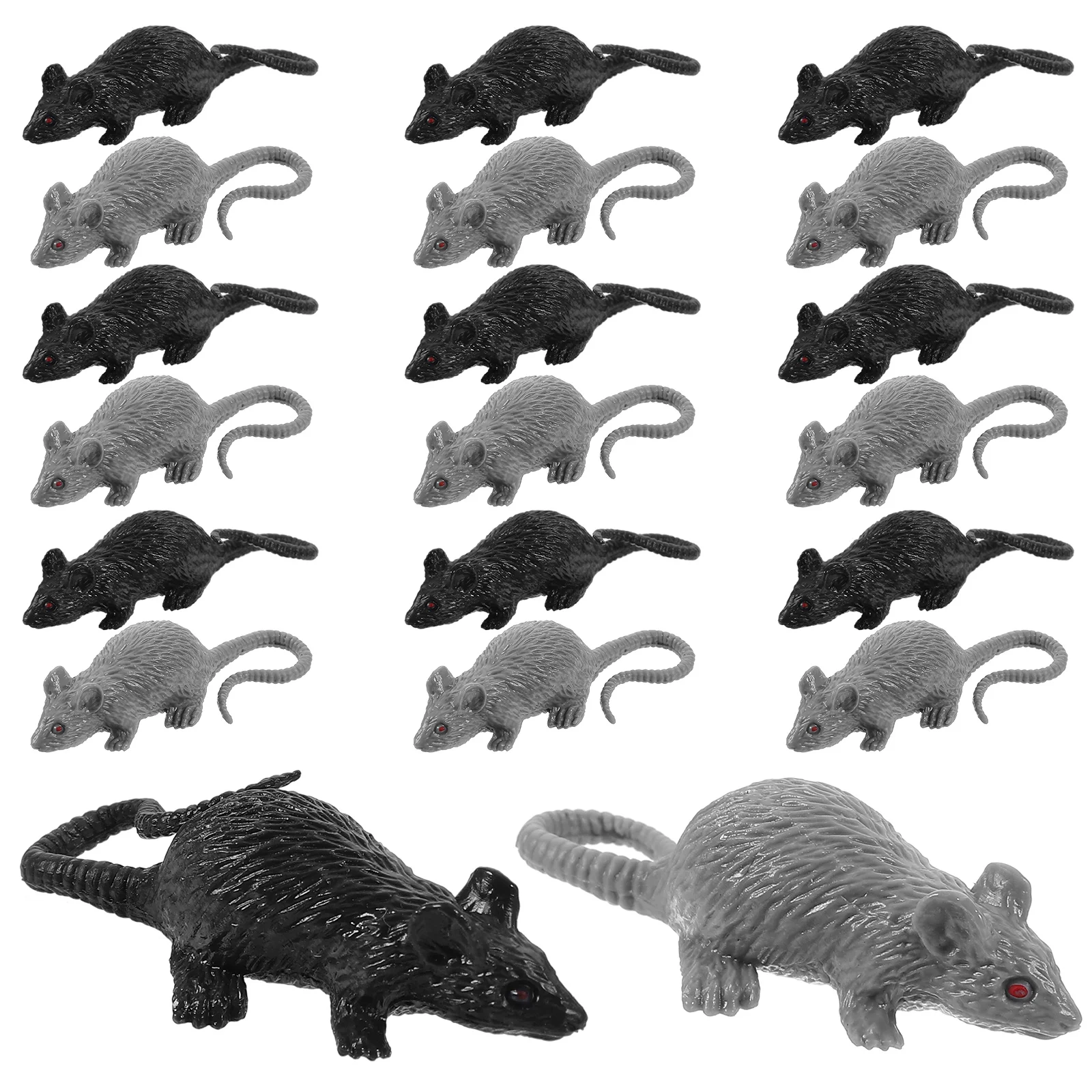20 PCS Halloween Party Gathering Tricky Toy Fake Rat Simulation Small Mouse Cat Model Scary Prank Prop Child Mini