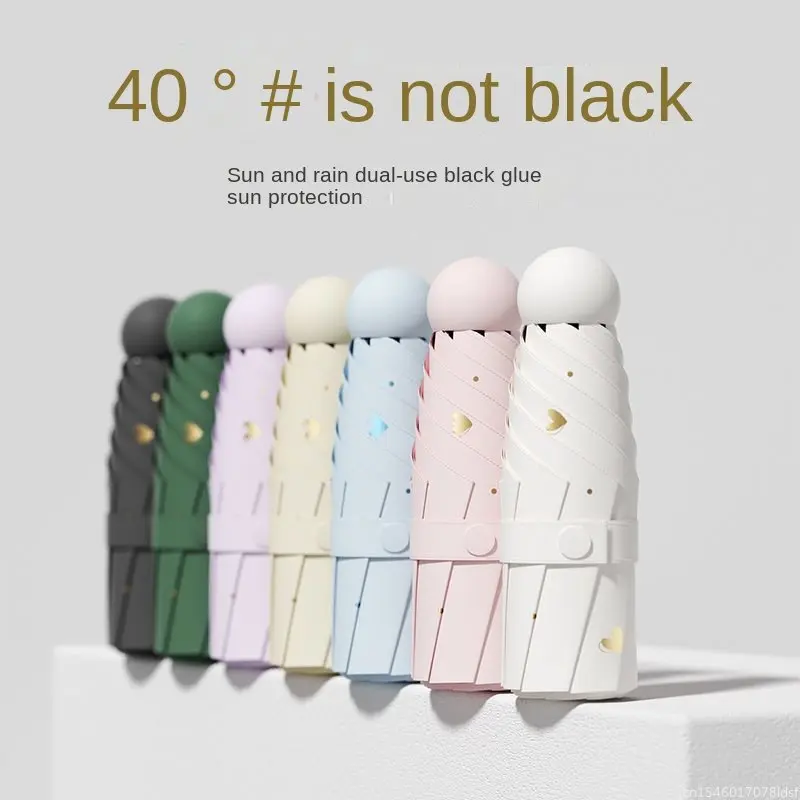 Youpin Zuodu-sombrilla portátil para sol, protector solar femenino, parasol portátil para sol y lluvia, cápsula plegable, pegamento negro