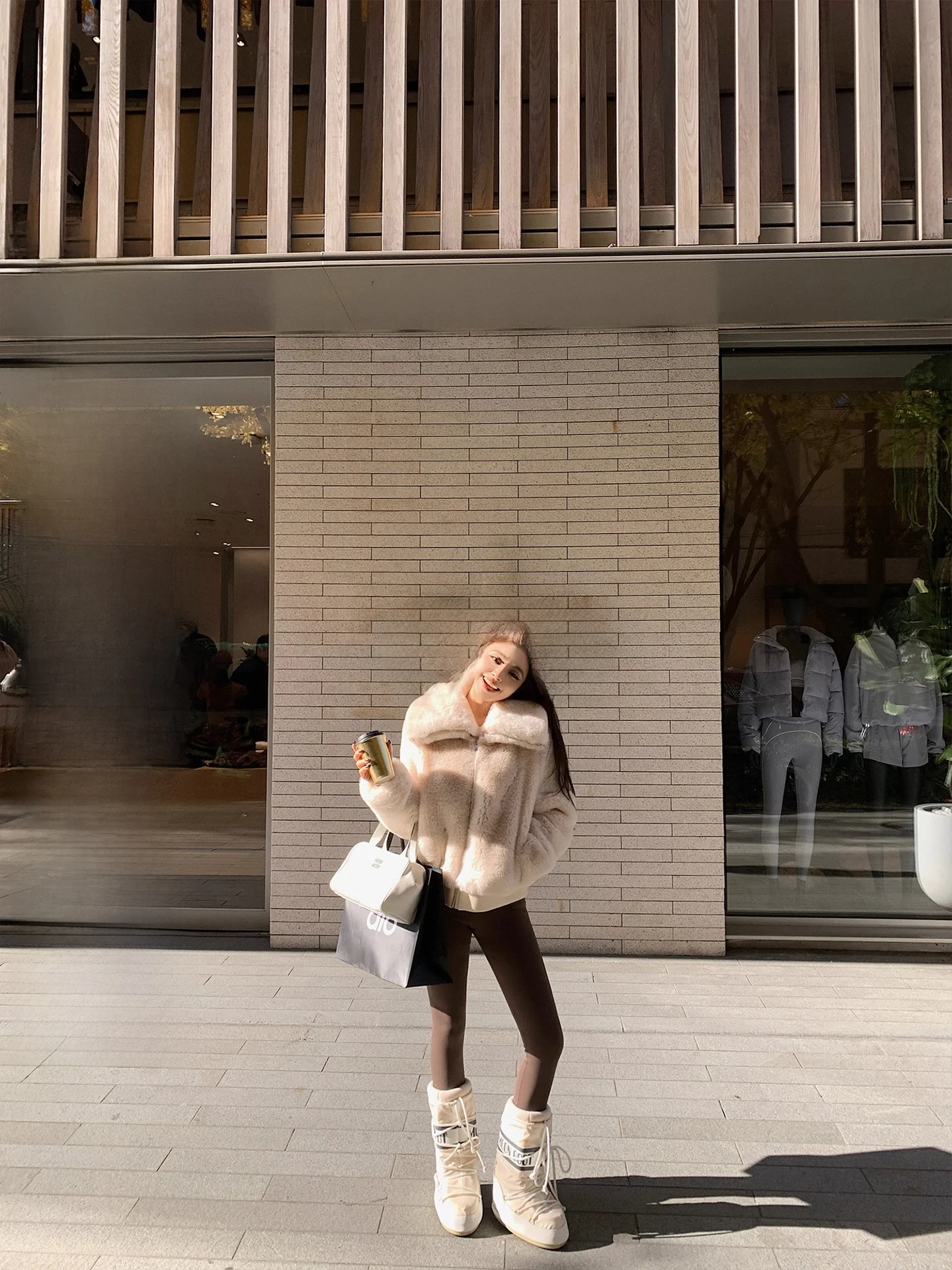 

Пальто Lilylikes с воротником из искусственного меха белого кролика, теплое, практичное, экологичное, для женщин