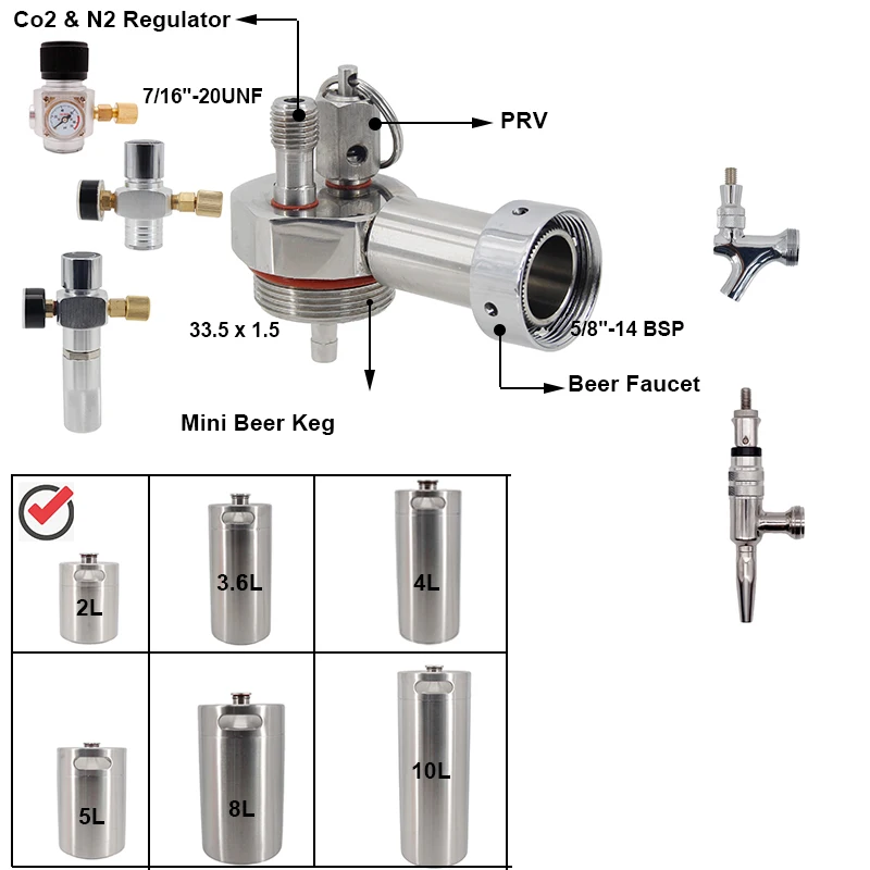 Stainless Mini Beer Keg Growler Spear 5/8\