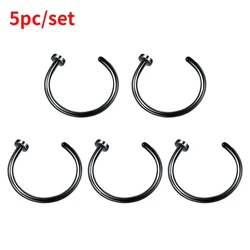 5pc Fake Nose Ring Sexy C Lip Ring Stainless Steel Piercing Nostril Hoop Piercing Stud Accessories Piercing Jewelry For Womem