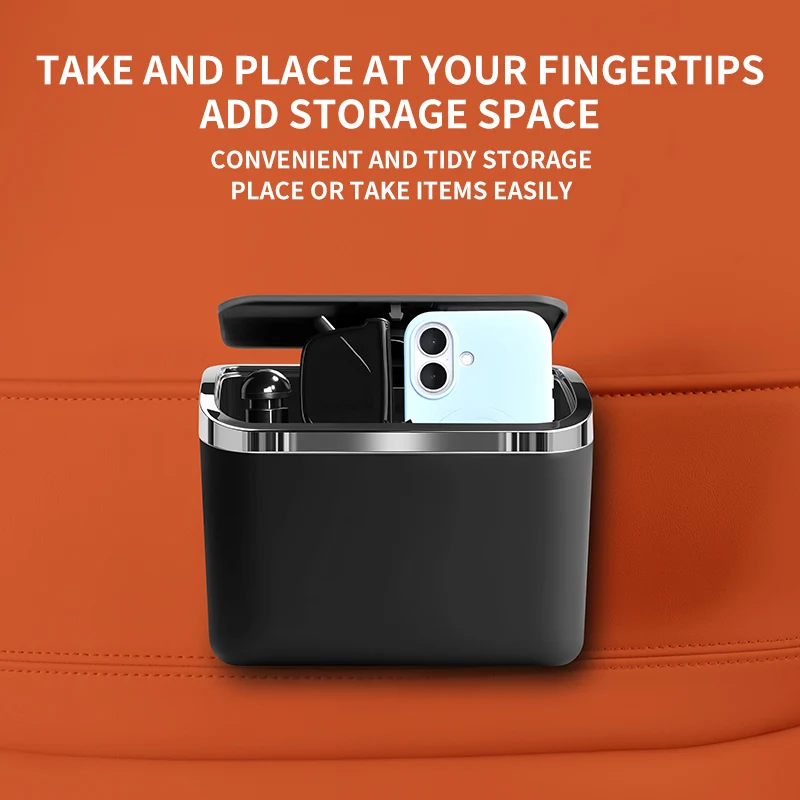 In-Car Trash Storage Bin Abs Plastic Car Trash Can Multi-Functional Snap-On One-Touch Open Lid Car Trash Bin Suitable for All Car Models