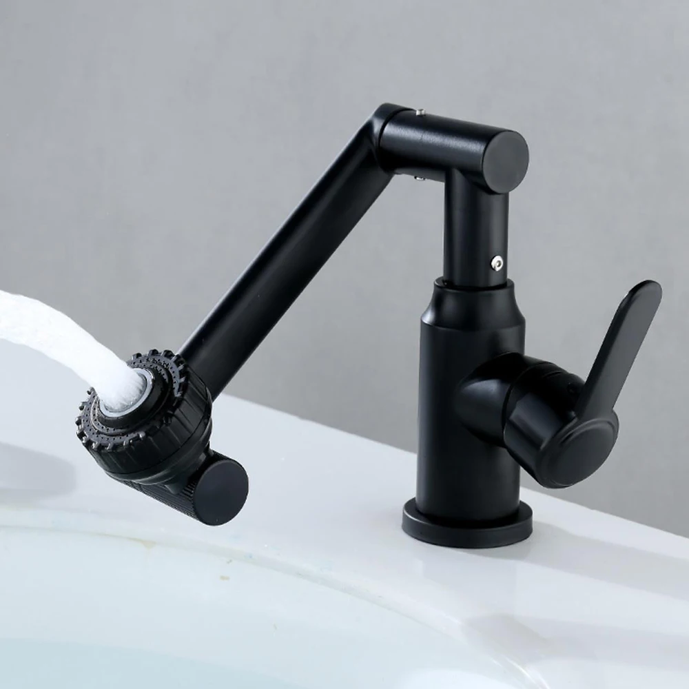 

Bathroom Mixer Basin Faucet 304 Stainless Steel Material 1080 Rotation Gun Grey Black Chrome Color Single Handle Hot & Cold