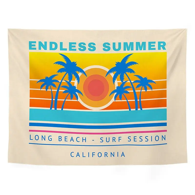 VIKAMA American California Endless Summer Tapestry Wall Hanging Home Decor for Bedroom Living Room Dorm Sunset Surfing Theme