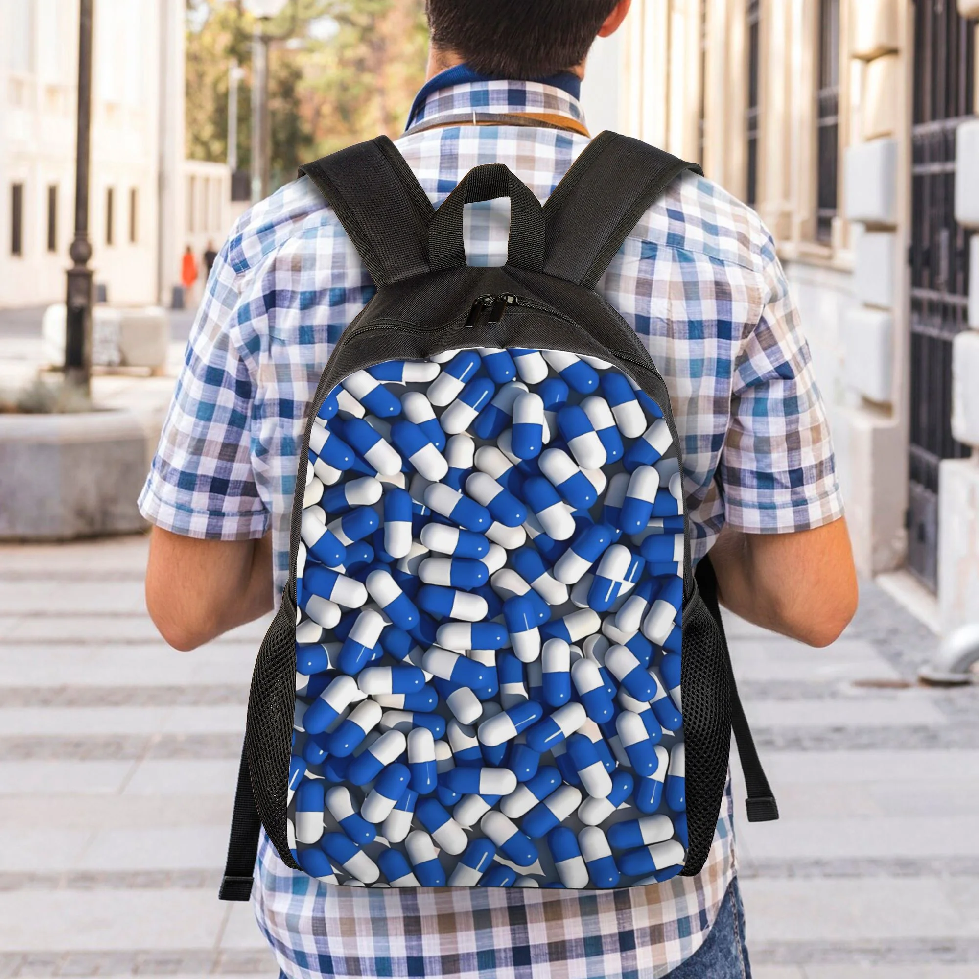 

BIIHUDU Medical Themed Backpack, Pill Design with Nurse Pill Pattern - Large Capacity Thickened Laptop Bag, Durable