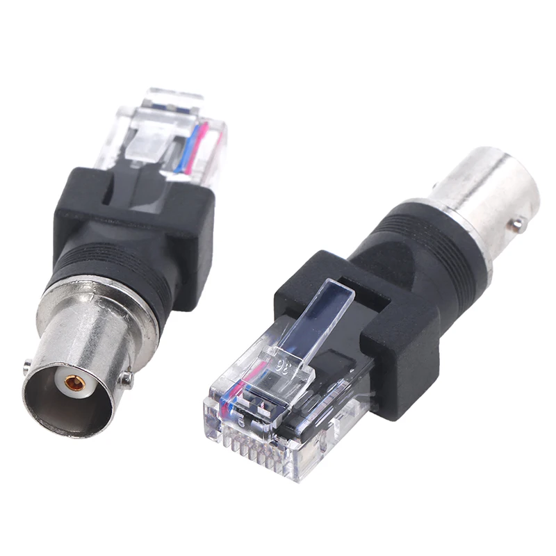 1pcs Black Nickel Plated Connector BNC Female Jack To RJ45 Male Plug RF Adapter Coaxial High Quanlity