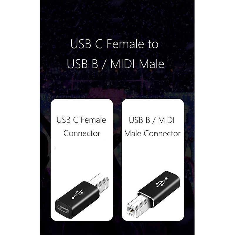 4 Pack USB C To USB B Adapter, Type C To USB MIDI Adapter For Midi Controller, Midi Keyboard,Audio Interface