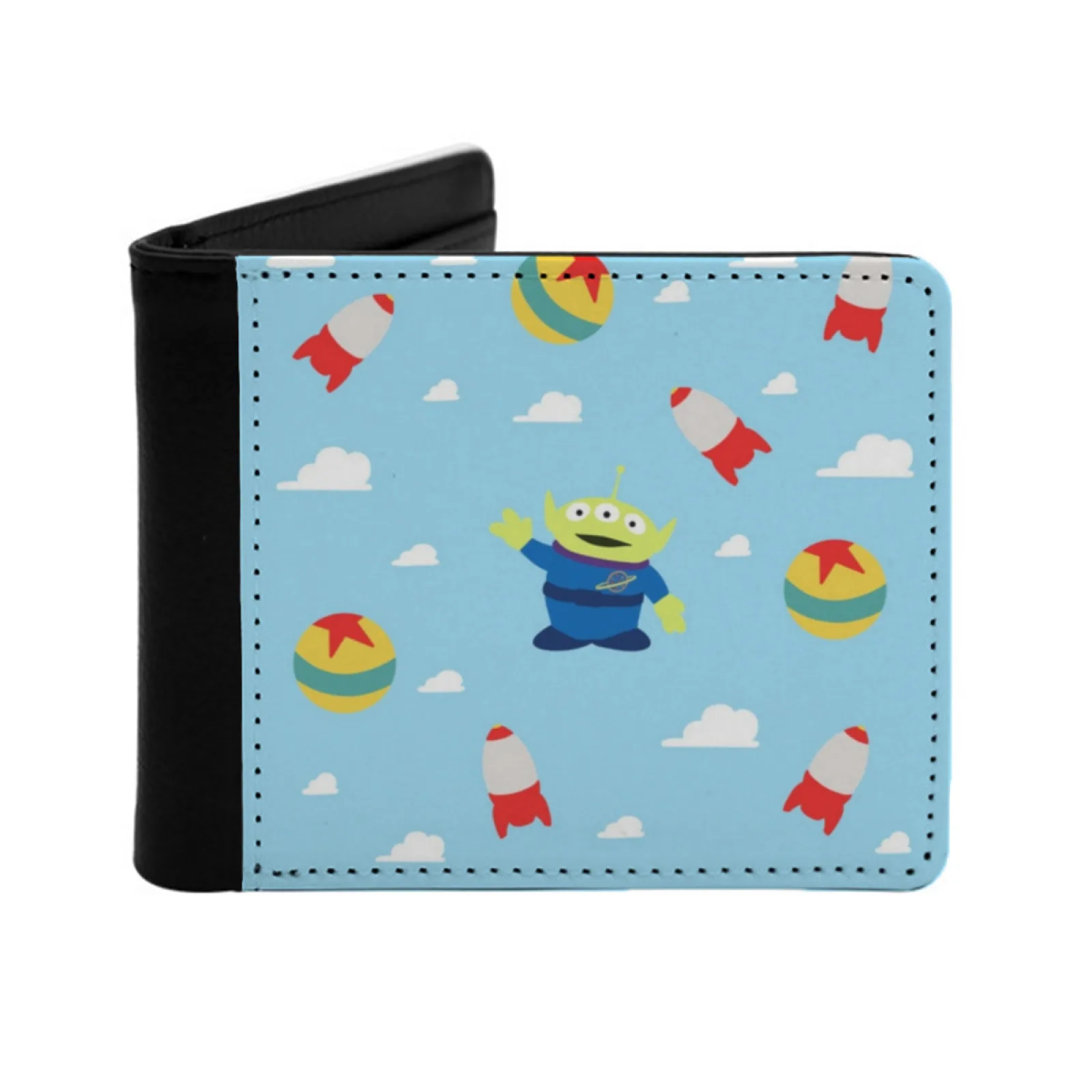 Pattern By Jazzcats Short Men's Wallet Multifunction Purse Male Pu Leather Wallet Fans Pixar Fans Geek Cute Clouds Rocket