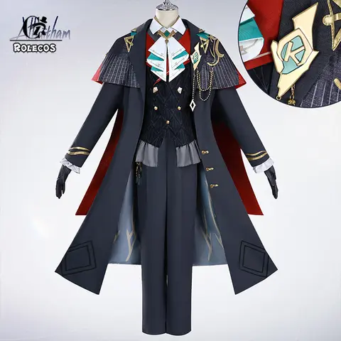 ROLECOS Game Genshin Impact KFC Collab Alhaitham Cosplay Costume Alhaitham Carnival Party Men Uniform Halloween Outfit Fullset