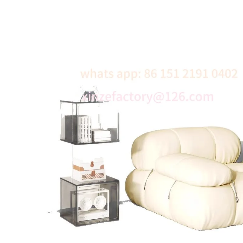 

Customizable Minimal Acrylic Shelf Small Apartment Living Room Storage Display Shelf Multi-layer Floor Corner Storage Bookcase