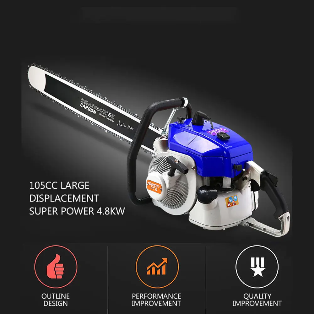4.8kw 105cc Large Chainsaw Two-stroke Logging Saw Large petrol Saw Cutting Plate Frame Multi-purpose Chain Saw