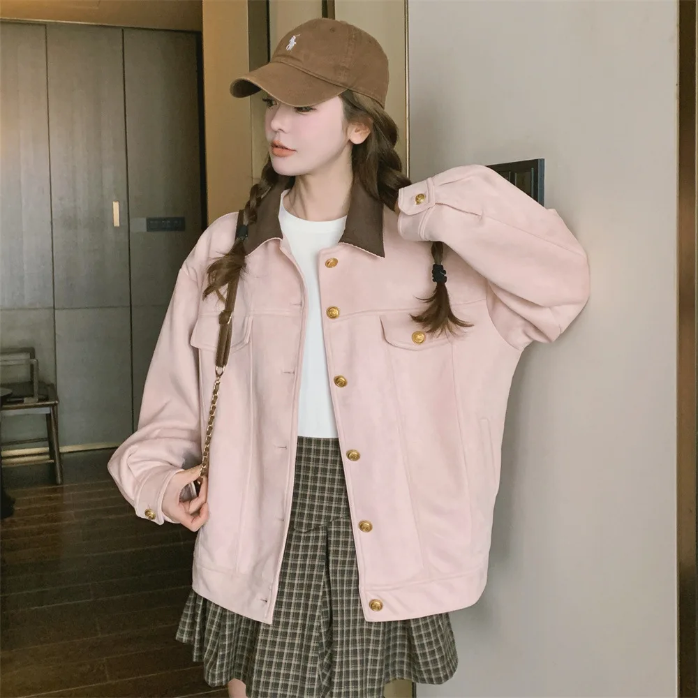 

NEW Autumn Women Casual Lapel Jacket Fashion Long Sleeves Crop Coat Windbreaker Female Chic Single Breasted Outerwear