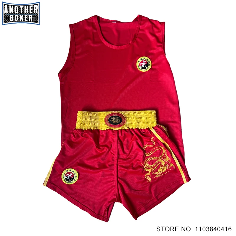 

Adult Kids Boxing Set Embroidery Dragon Boxing Shorts Sleeveless Jersey Muay Thai Kickboxing Fight Shorts Vest Training Costume