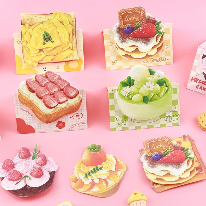 10Pcs/Lot Cute Bread Toast Cheese Sticky Notes Standing Notepad Kawaii Cartoon Food Memo Pad Scrapbooking Sticker Post N Times