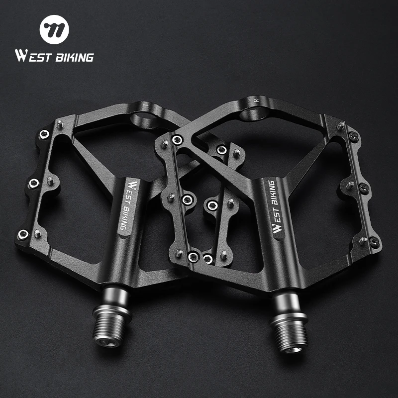 WEST BIKING Bicycle Pedal 3 Bearing Aluminum Alloy MTB Road Cycling Pedals Aluminum Alloy Flat Pedals Bicycle Accessories