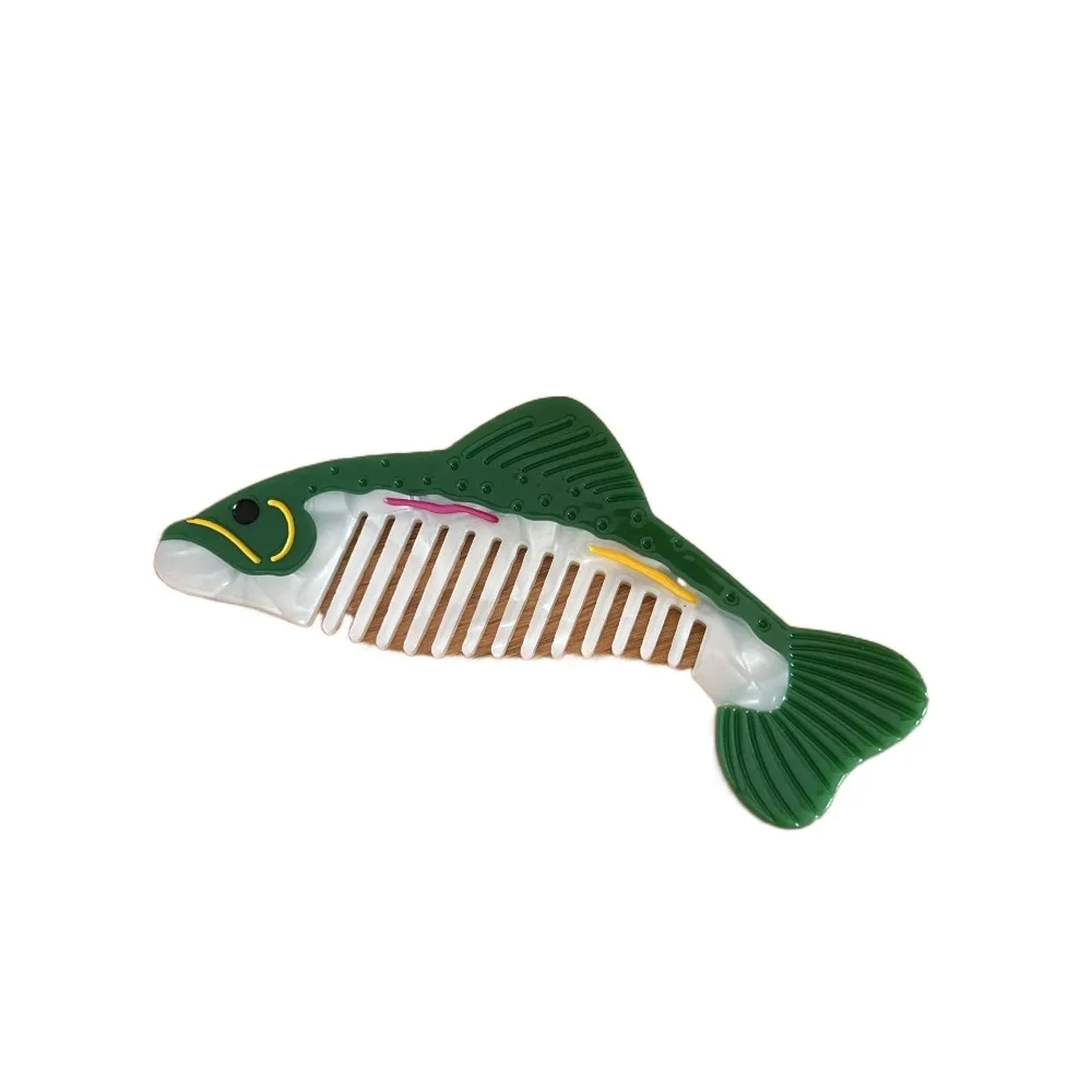 

New Wide Toothed Acetate Comb Cartoon Animal Anti-static Hair Care Comb Fruit Design Massage Function Barber Shop Comb