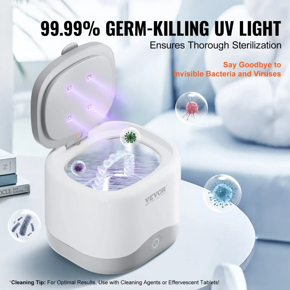 VEVOR Ultrasonic Cleaner for Dentures Retainer Cleaner Machine with UV Light 30W Cleaning Machine