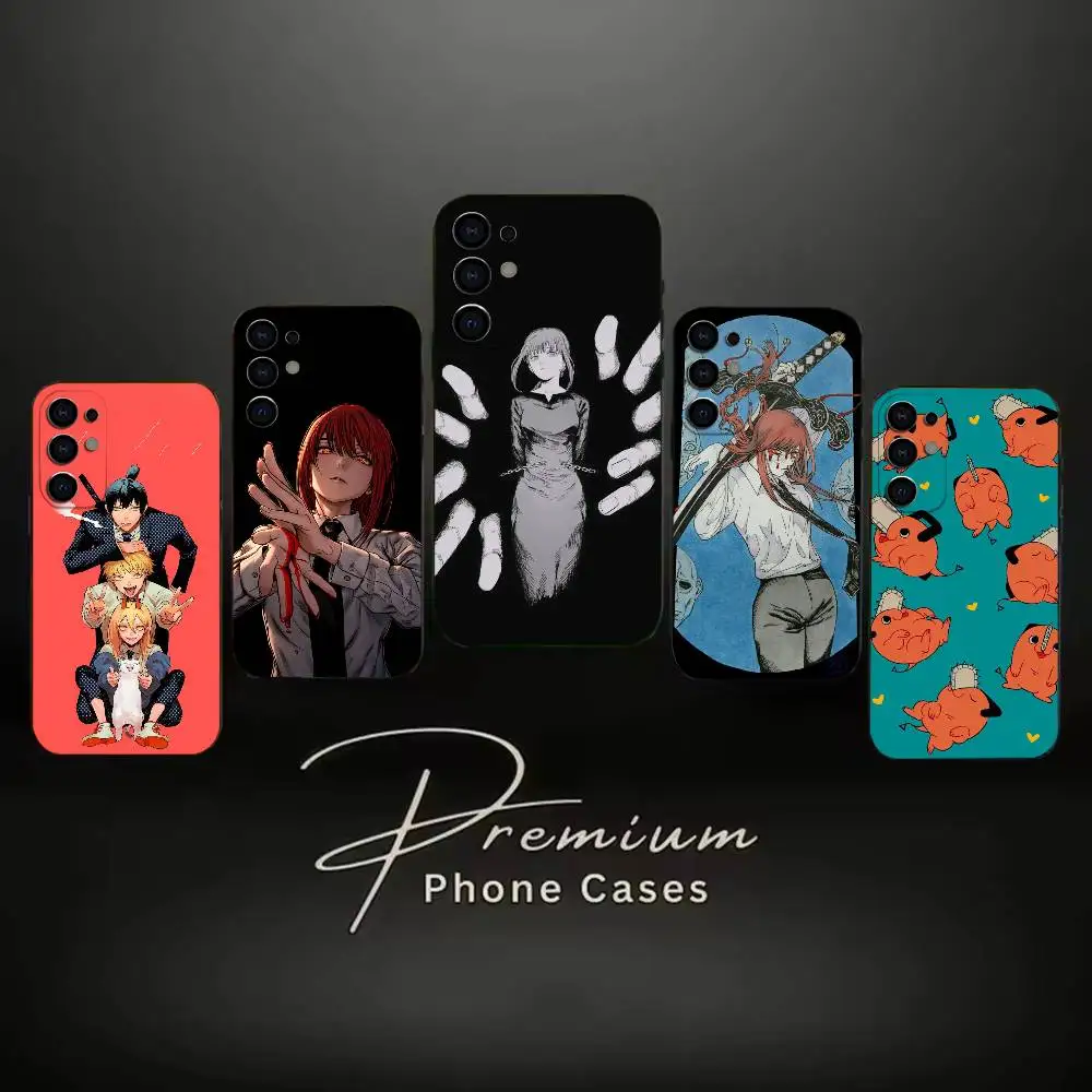 Stylish Makima  Phone Case Black Soft Case For Samsung S24,S23,S21,S22,S24,S30,S20Ultra Plus
