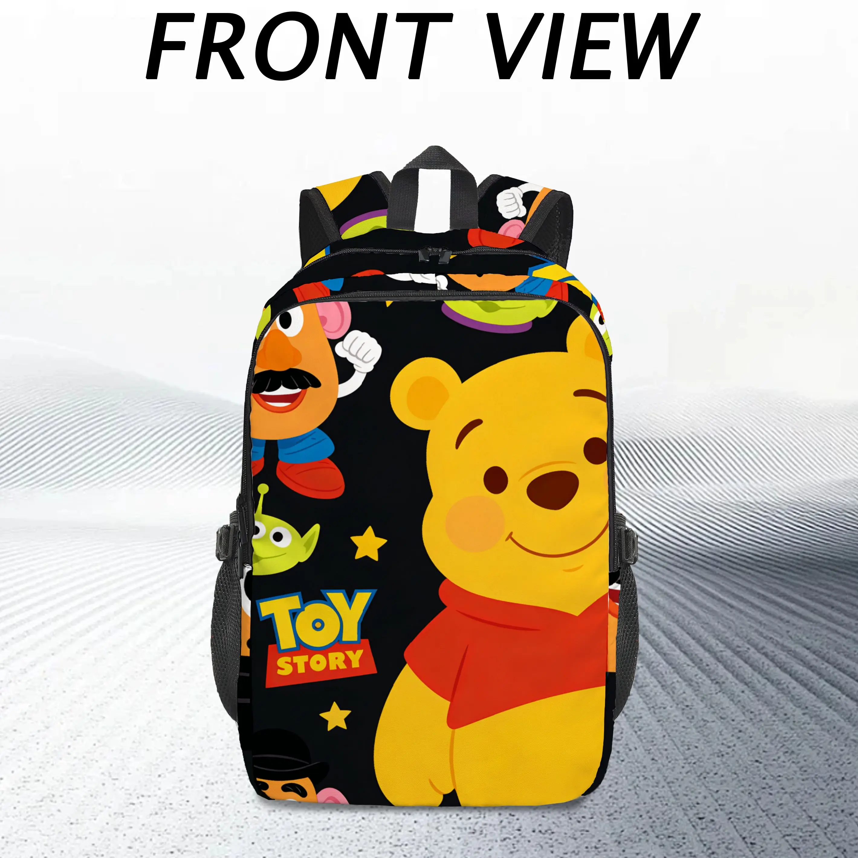 

Disney Winnie the Pooh Cute Print Backpack Adjustable Straps Casual Commuter Bag for Daily Use Fashionable Traveling Satchel