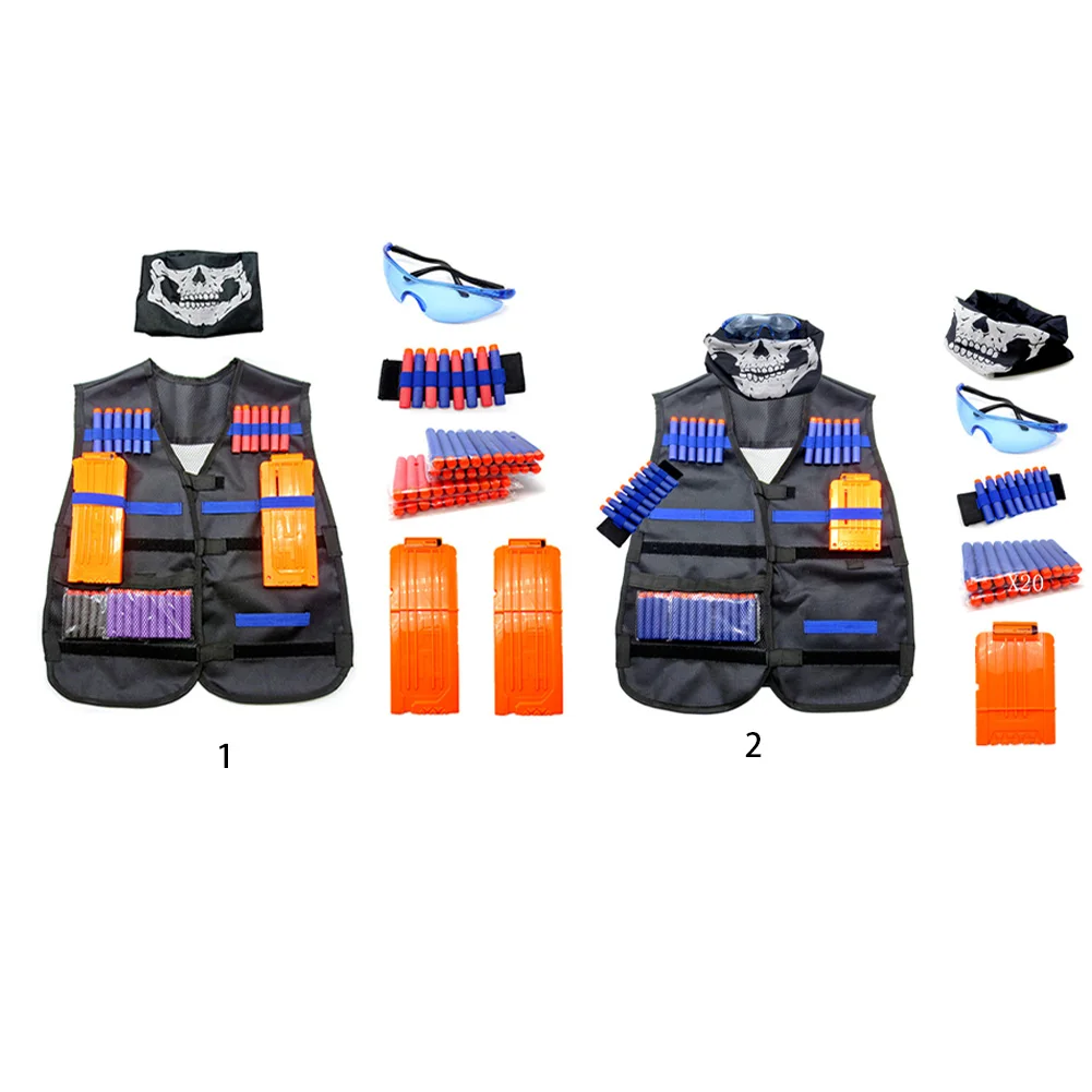 Kids Tactical Vest Kit for Nerf N-Strike Elite Series Bullets Magazines Goggles Bib Wrist Strap Kits Outdoor Game Toys