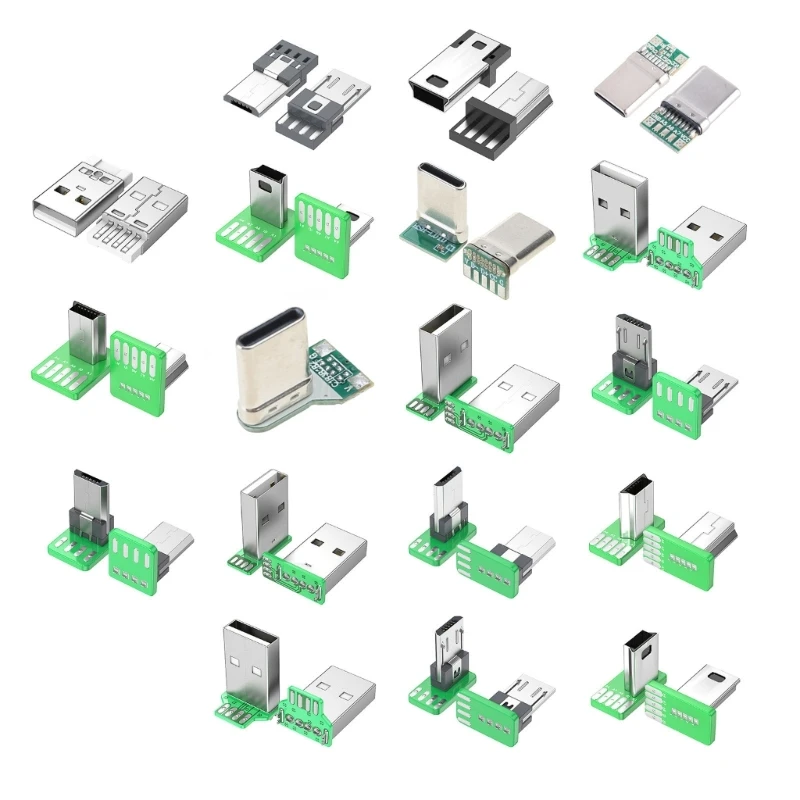 USB 2.0 PCB Mount Connector Assortment USB 4Pin/Type C 5Pin PCB Mount Socket Connector Power Supply Adapter for Phone Dropship