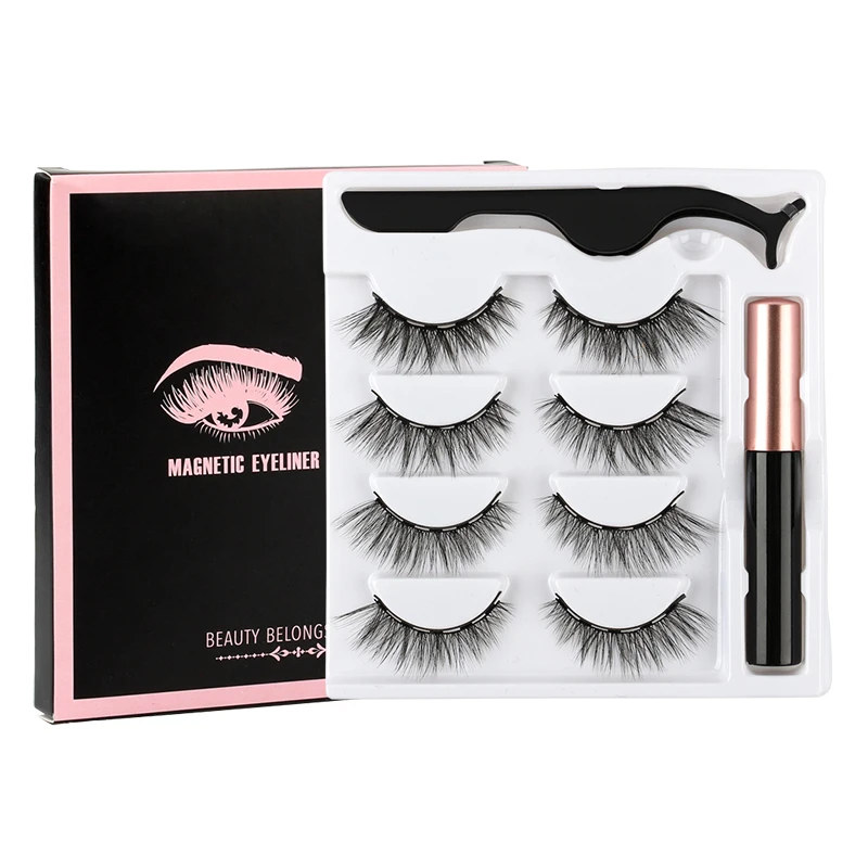 4/5/10 Pairs Magnetic Eyelash Set Fluffy 3D Mink Lashes Natural Long Magnetic False Eyelashes Reusable Lash Extension Makeup Kit