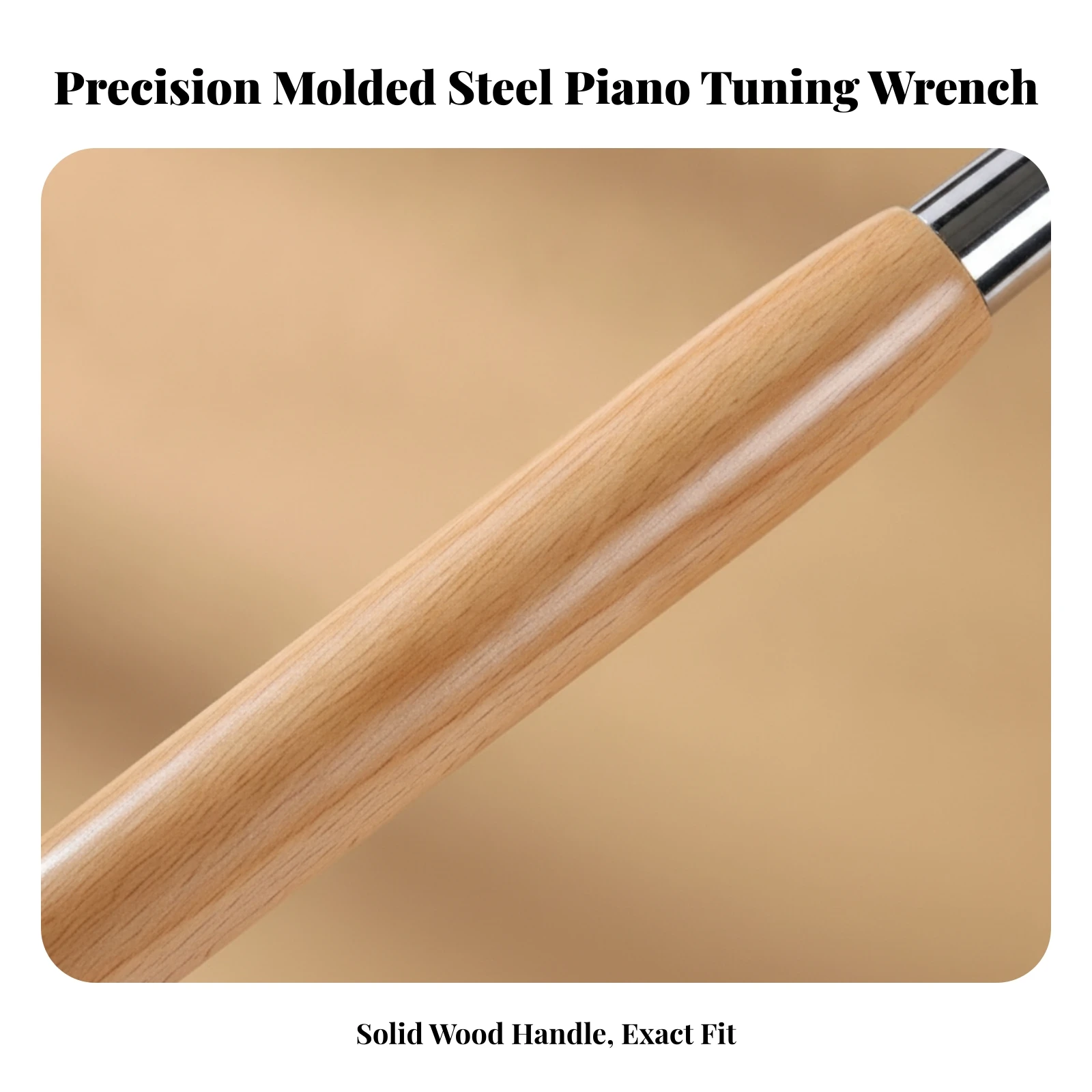 Piano Tuning Wrench Comfortable Grip Tuning Wrench with Wooden Handle Square Shape Piano Tuner Spanner Heavy Duty Portable