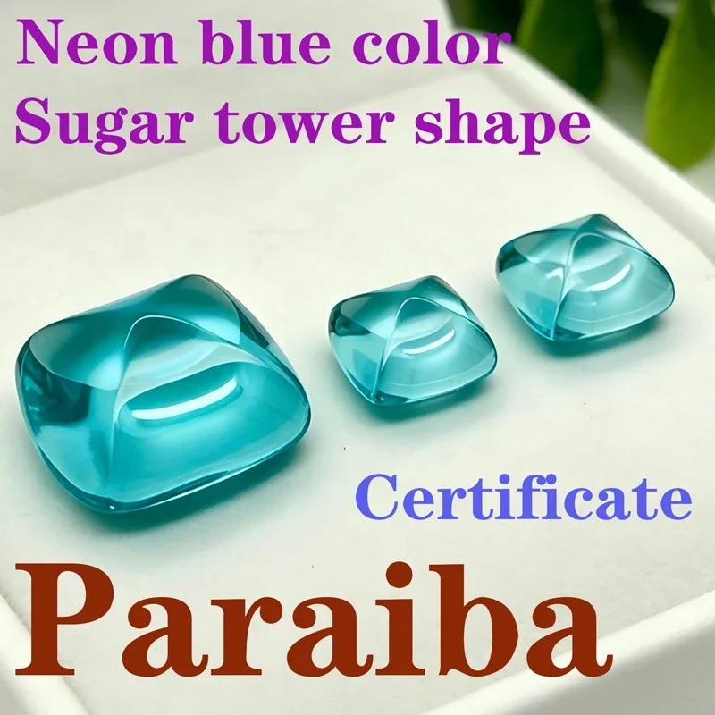 Paraiba Zuckerstangenförmiger Künstlicher Edelstein in Neonblau mit Zertifikat als Ornament Erhältlich – Detail 1