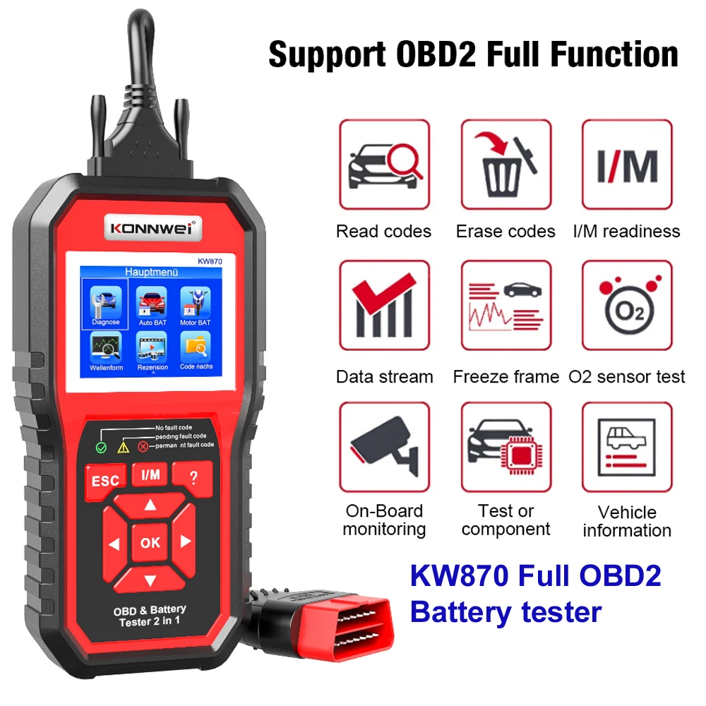 Professional OBD2 Scanner Anto Diagnostic Tool Car Battery Tester Check Engine Light tool OBD Code Reader for All Car After 1996