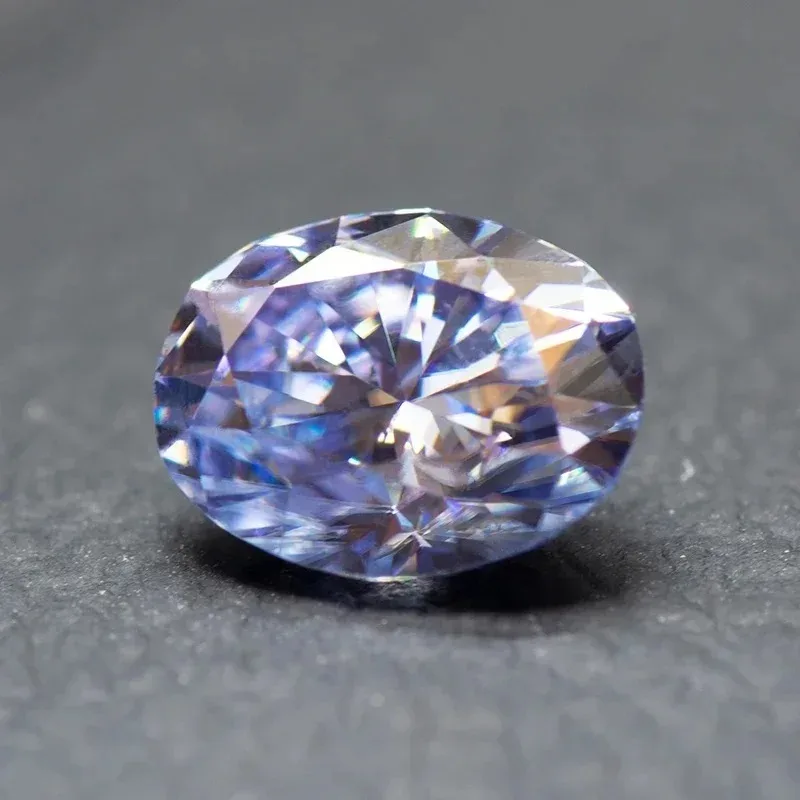 Moissanite Diamond Lavender Color Oval Cut Lab Grown Synthetic Gemstone for DIY Jewelry Making Materials with GRA Certificate
