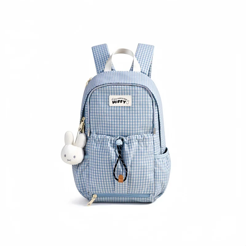 

Miffy Plaid Backpack 27*16*43cm Travel Backpack Miffy Rabbit High Quality Backpack