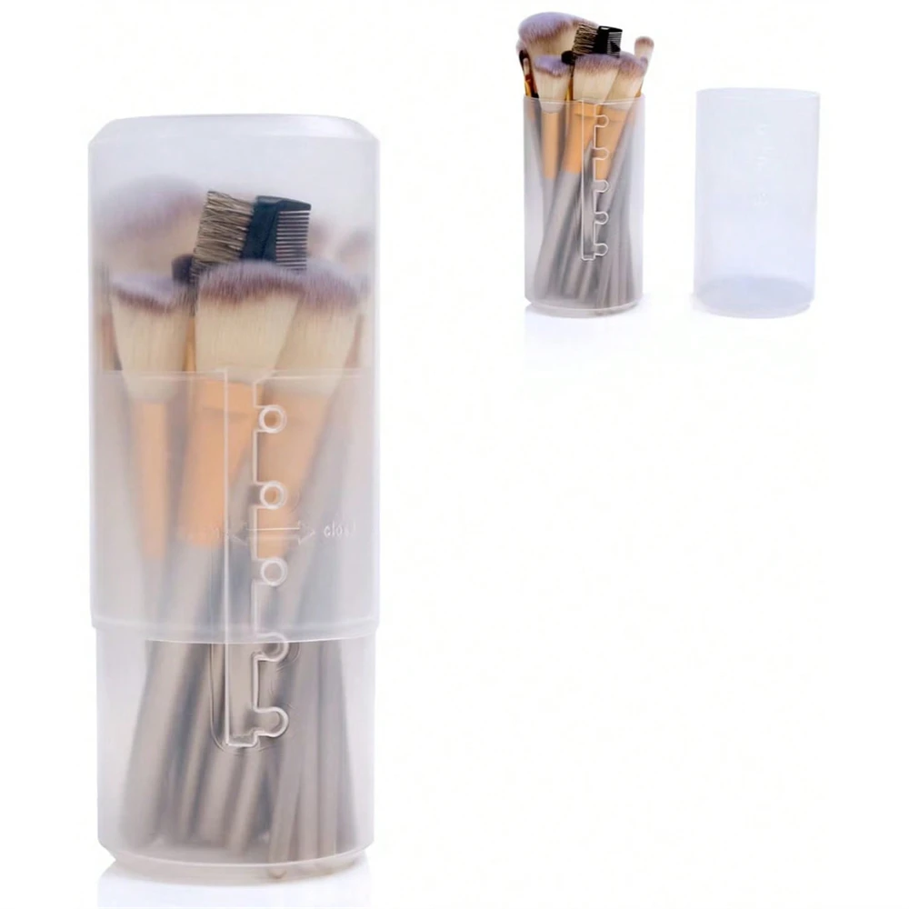 1PC Adjustable Height Large Capacity Makeup Brush Organizer - Portable Waterproof Transparent Plastic Storage Box