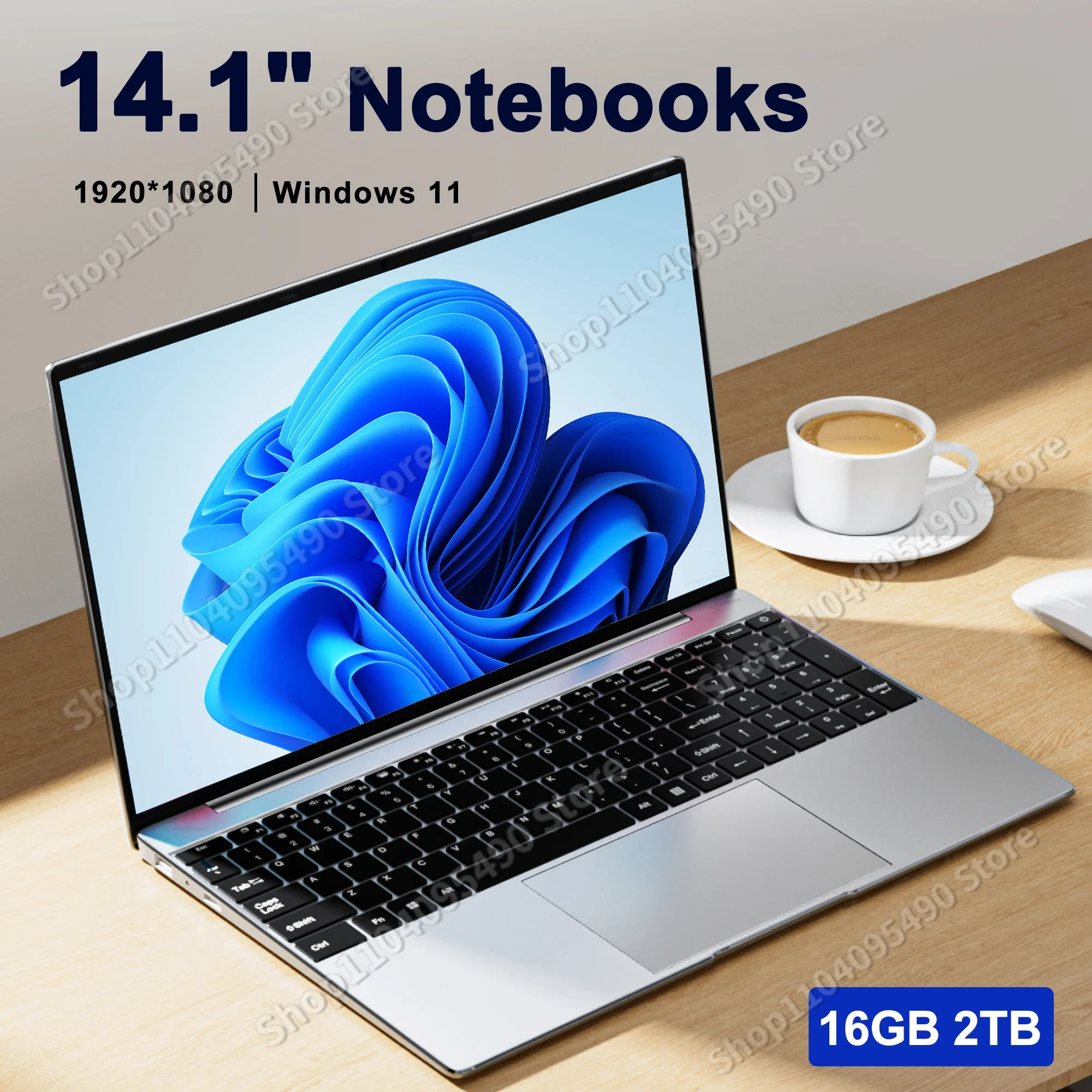 

Ultra Slim Laptop 14.1" 16GB RAM 2TB SSD Intel N3700 Notebook Gamer 1920*1080 Display Office Study Computer PC Windows 11 Pro