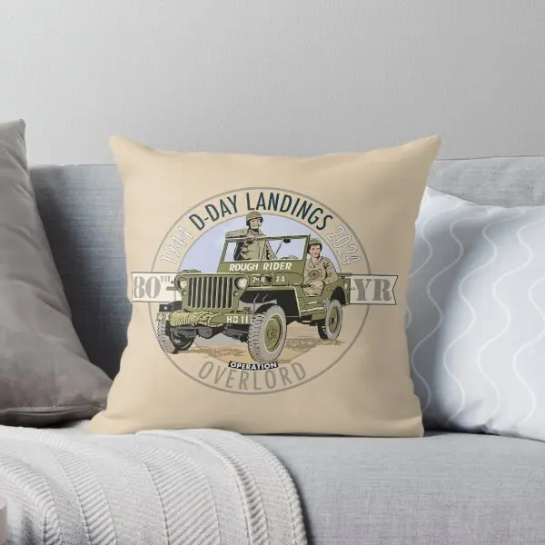 D Day 80Th Commemoration 6Th June 2024  Printing Throw Pillow Cover Bed Bedroom Comfort Fashion Pillows not include One Side