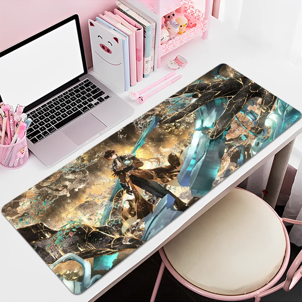 Zhongli Genshin Impact Mousepad Custom Skin Cartoon Anime Gaming Mouse Pad Keyboard Mouse Mats Desk Mat Accessories Girls Bedroo